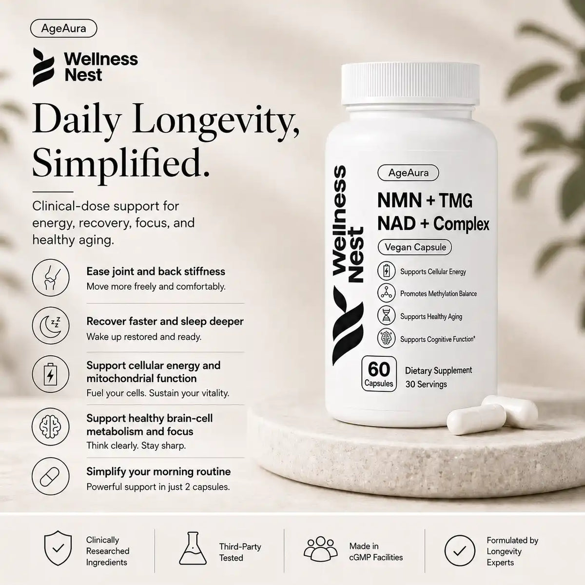AgeAura Pure NMN + TMG NAD+ Complex