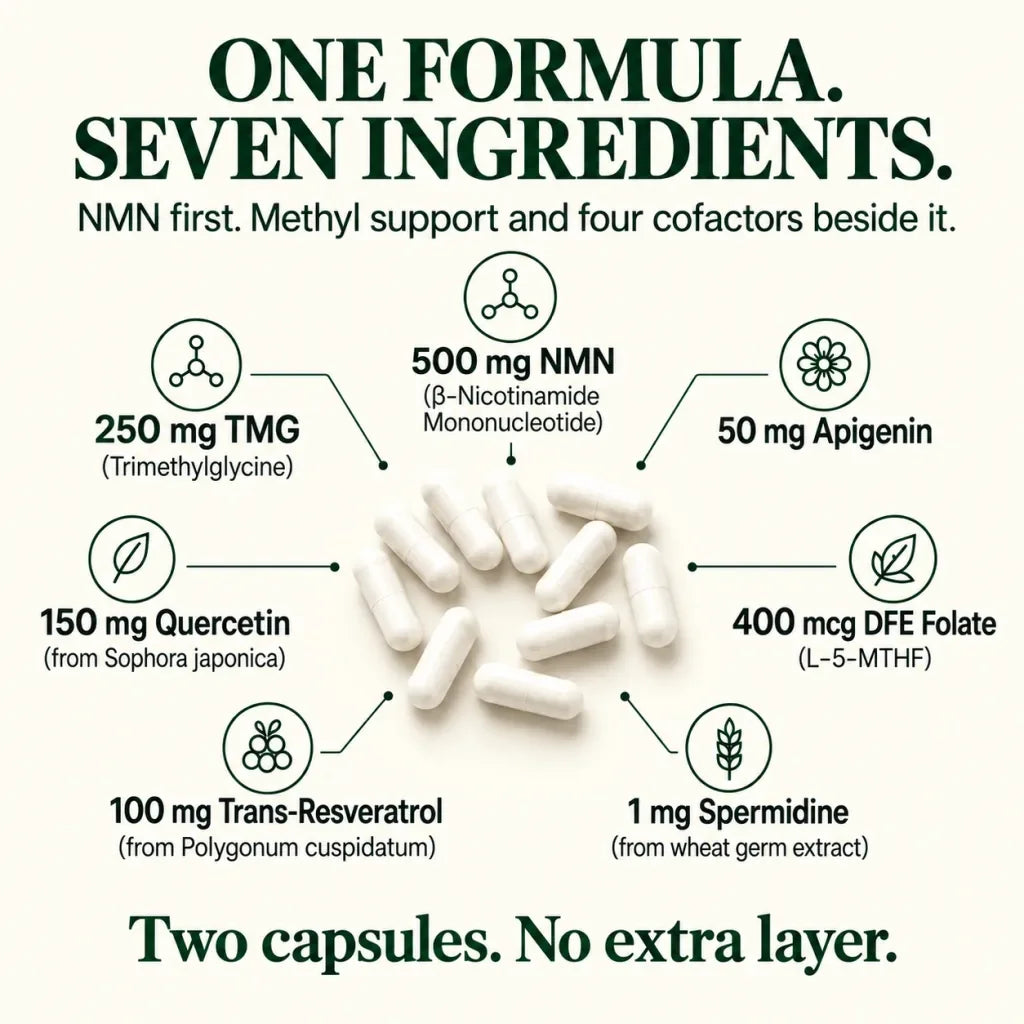 One formula, seven ingredients: the amount of each per serving