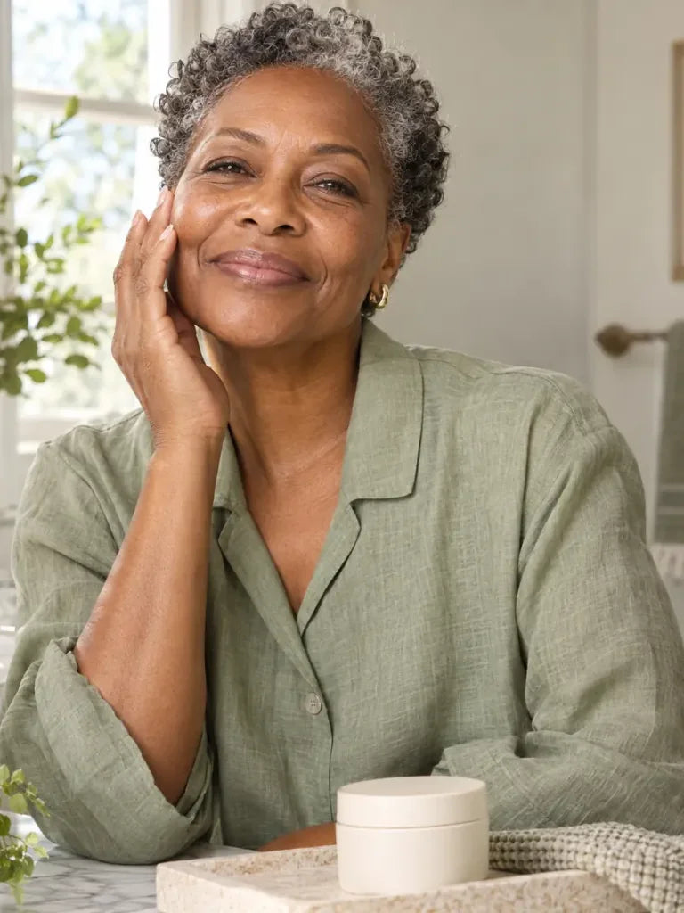 A woman resting her face on her hand